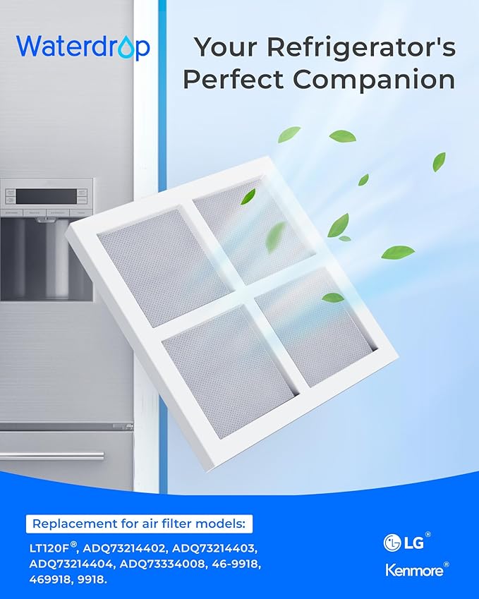 Waterdrop Plus ADQ73613401 Refrigerator Water Filter and Replacement for LG® LT120F® Refrigerator Air Filter