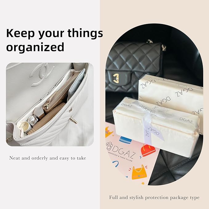 DGAZ Purse Organizer Insert，Silk Bag Organizer，Luxury Handbag & Tote Shaper Fits Chanel CF Bags