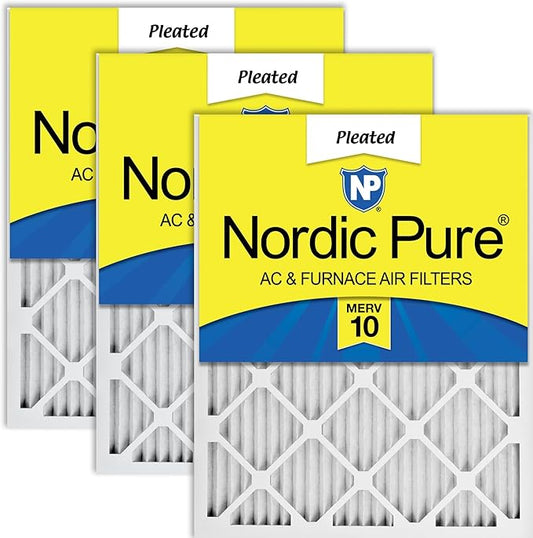 Nordic Pure 16x25x1 (Actual Size: 15 1/2 x 24 1/2 x 3/4) Pleated MERV 10 Air Filters 3 Pack