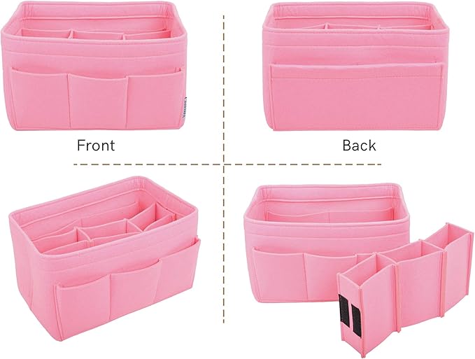 Vercord Felt Purse Organizer Handbag Insert Liner Shaper Bag in Bags for Speedy Neverfull Tote Pink Xlarge