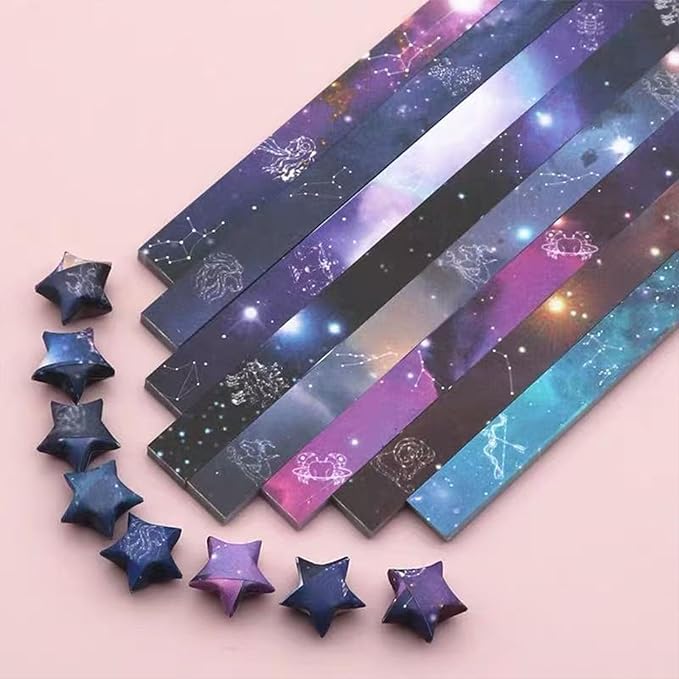 1080 Sheets Starlit Sky Origami Star Paper Strips 16 Different Styles Lucky Paper Stars Strips for DIY Handmade Crafts
