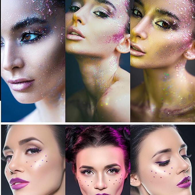 12 Grids Luminous Nail Art Glitter Powder, Glow in The Dark Nail Art Sequins with Star Shape Designs, Night Holographic Fluorescent Nails Mix Pigment Supplies for Women Girls Glow Decorations
