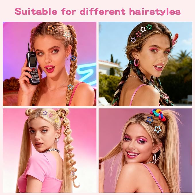 28Pcs Star Hair Clips Y2K Polka Dot Cute Star Hair Clips for Women Snap Metal Stars Barrettes for Long Short Curly Thin Thick Hair Bulk Colorful Kawaii Hair Accessories for Girls Styling Tools