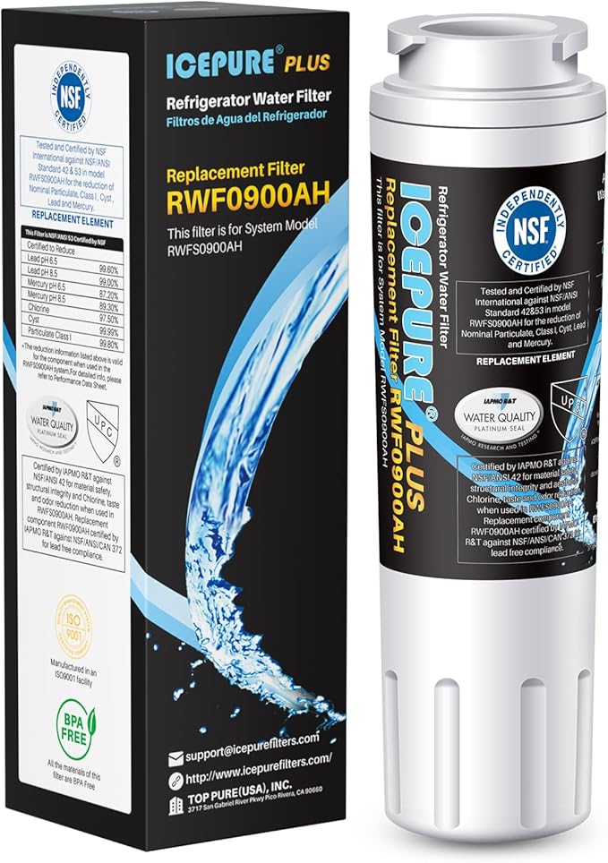 ICEPURE PLUS NSF/ANSI 53 Certified UKF8001 Refrigerator Water Filter, Compatible with Maytag UKF8001, UKF8001AXX, UKF8001P, Whirlpool 4396395, 469006, EDR4RXD1, EveryDrop Filter 4, Puriclean II, 1PACK