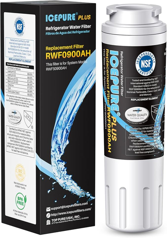 ICEPURE PLUS NSF/ANSI 53 Certified UKF8001 Refrigerator Water Filter, Compatible with Maytag UKF8001, UKF8001AXX, UKF8001P, Whirlpool 4396395, 469006, EDR4RXD1, EveryDrop Filter 4, Puriclean II, 1PACK