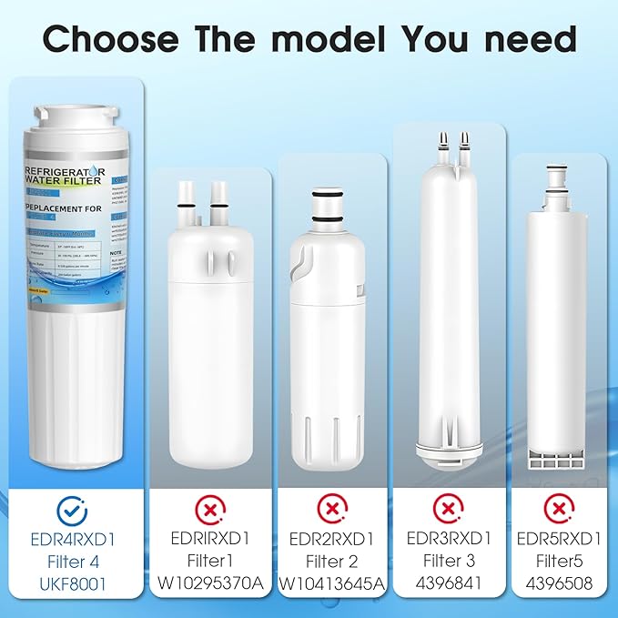 WRF555SDFZ WRF535SWHZ WRX735SDHZ WRX735SDBM WRF555SDHV WRF535SWHV Water Filter Replacement for Whirlpool,Everydrop filter 4,Maytag UKF8001 MFI2269VEM,Kitchenaid krfc300ess by WXOXIMI