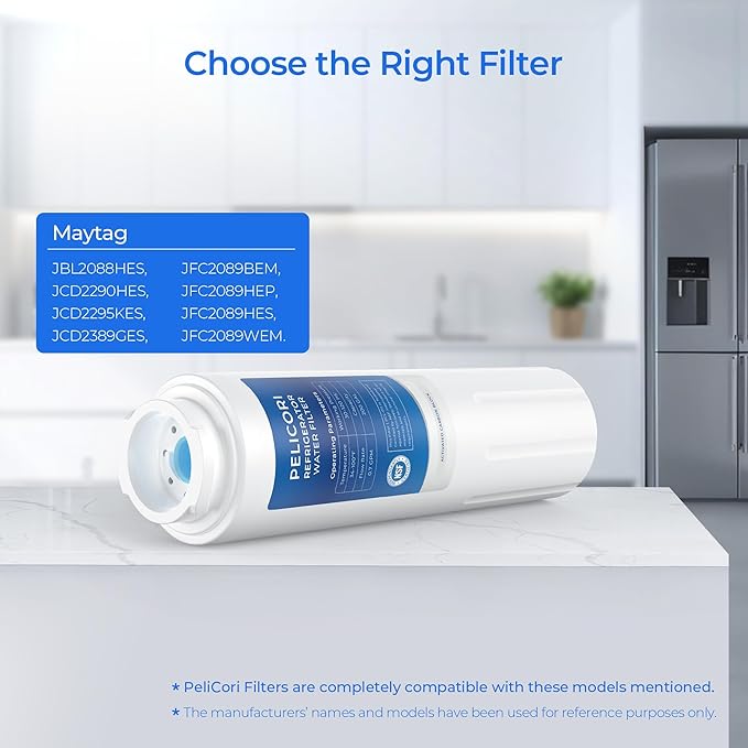 UKF8001AXX-750 Water Filter Replacement, Compatible with Maytag JBL2088HES, JCD2290HES, JCD2295KES, JCD2389GES, JFC2089BEM, JFC2089HEP, JFC2089HES, JFC2089WEM,WRF535SWHZ, 4 Pack