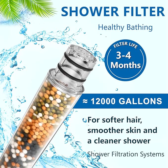 Water Replacement Filter for Shower Head,Compatible with SR SUN RISE Handheld Shower Head Cartridge,for Hard Water Remove Chlorine and Harmful Substances.（2 Pack）