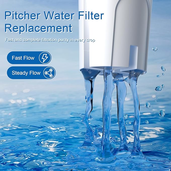 Water Filter Replacement for Brita Water Pitchers and Dispensers, Classic 35557, Ob03, Mavea 107007 and More, Reduce Chlorine and Bad Taste, Lasts Two Months or 40 Gallons, Includes 3 Filters