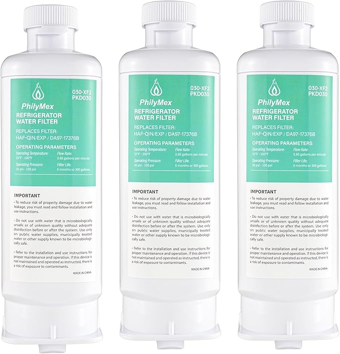 Samsung Water Filter for RF28R6301SR, RF27T5201SG, RS22T5201SR, RS28A500ASR, RF23A9671SR, RF23A9071SR, RF28R7201SG Replacements - 3PK Filter Set