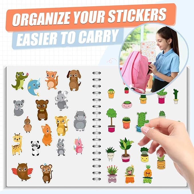BetterJonny 2 Pcs Reusable Sticker Book Collecting Album Blank Sticker Storage Organizer Book A5 Size with 64 Sheets Release Paper for Collecting Stickers, Labels