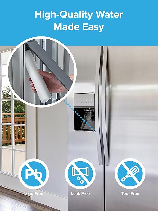 Brio Replacement Refrigerator Filter for Whirlpool 4396508, KitchenAid 4396547 | Significantly reduces unpleasant Tastes, Odors, Chlorine, and VOCs from Fridge Water & Ice | NSF Certified