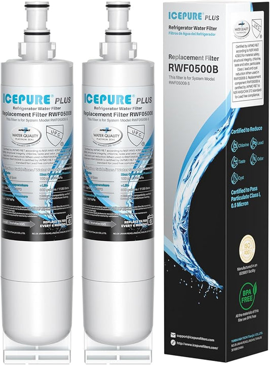 ICEPURE PLUS 4396508 NSF/ANSI 53 & 42 Certified Refrigerator Water Filter, Remove Lead, Replacement for EDR5RXD1, Everydrop Filter 5, Whirlpool 4396510, WF-NLC240V, PNL240V Kenmore 46-9010 9085, 2PACK