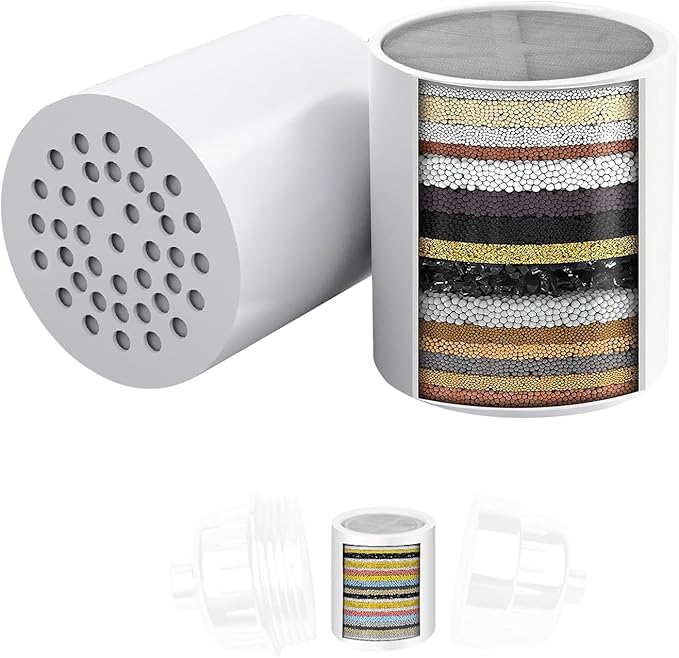 Universal Shower Filter Replacement Cartridge | Clinically Tested to Remove Chlorine, Heavy Metals & Balance pH | for Healthier Skin, Hair & Nails | Fits Most 15/20-Stage Housings | 2-Pack
