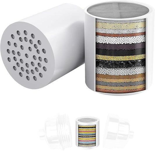 Universal Shower Filter Replacement Cartridge | Clinically Tested to Remove Chlorine, Heavy Metals & Balance pH | for Healthier Skin, Hair & Nails | Fits Most 15/20-Stage Housings | 2-Pack