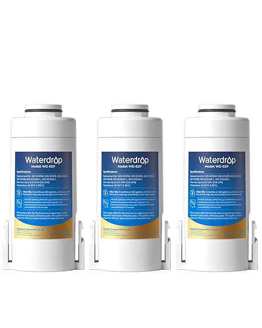 Waterdrop EDF Water Filter Replacement for Waterdrop ED01/ED02/ED04 Electric Water Filter Pitcher, 3 Months or 200 Gallons, NSF/ANSI 401&53&42&372, 3 Pack