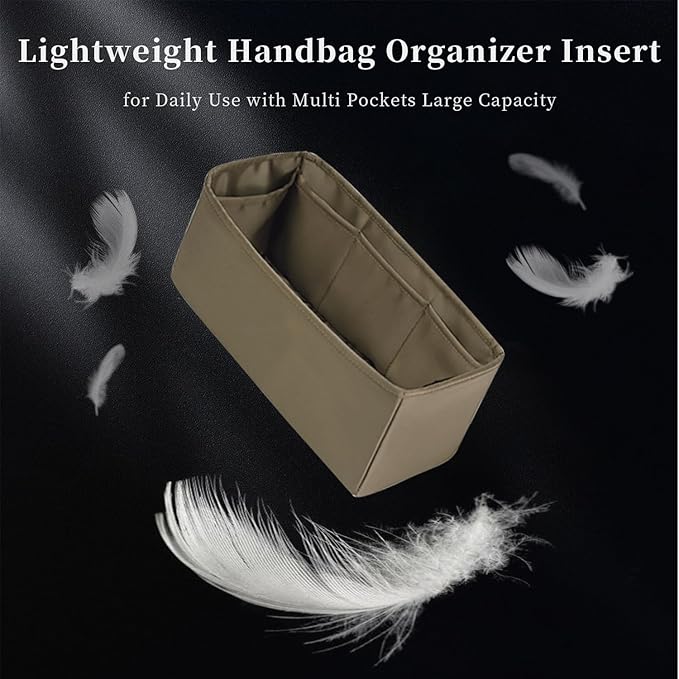 Lindy Bags Organizer Insert, Bag Storage with Silky Satins Material, Lightweight Inner Bag Compatible with Lindy 30 Bag Storage, Handbag Insert with Pockets (Etoupe grey, Lindy30)