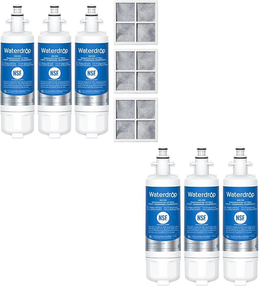 Waterdrop ADQ36006101 Replacement for LG® LT700P® Refrigerator Water Filter, Kenmore® 9690, 469690, ADQ36006102, LFXS30766S, RFC1200A, FML-3 and LT120F® Fresh Air Filter, 5 water filers & 3 Air filter