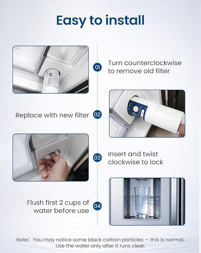 Water Filter Replacement for Samsung DA29-00020B, HAF-CIN/EXP - Compatible Water Filter, Reduces Chlorine, Odor & Sediment - Fits RF28HMEDBSR, RS25J500DSR, 3 Pack