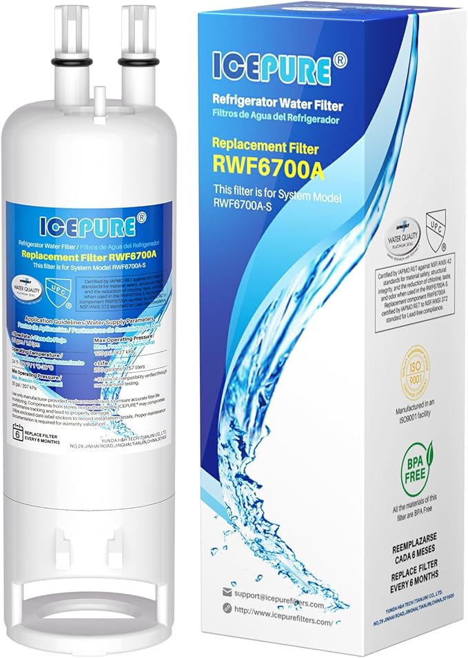 ICEPURE EDR1RXD1 Replacement for Everydrop® Filter 1, W10295370A, EDR1RXD1B, P8RFWB2L, P4RFWB, Kenmore® 46-9081, 46-9930, WD-F38, GP001, PD001, CL-RF27, RWF6700A Refrigerator Water Filter, 1 Pack