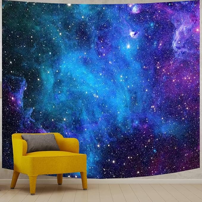 Apdidl Galaxy Tapestry for Bedroom Aesthetic Space Blue Night Starry Sky Stars Universe Tapestry Mysterious Nebula Wall Hanging Backdrop Room Decor for Bedroom Living Room (39'' x 51'')