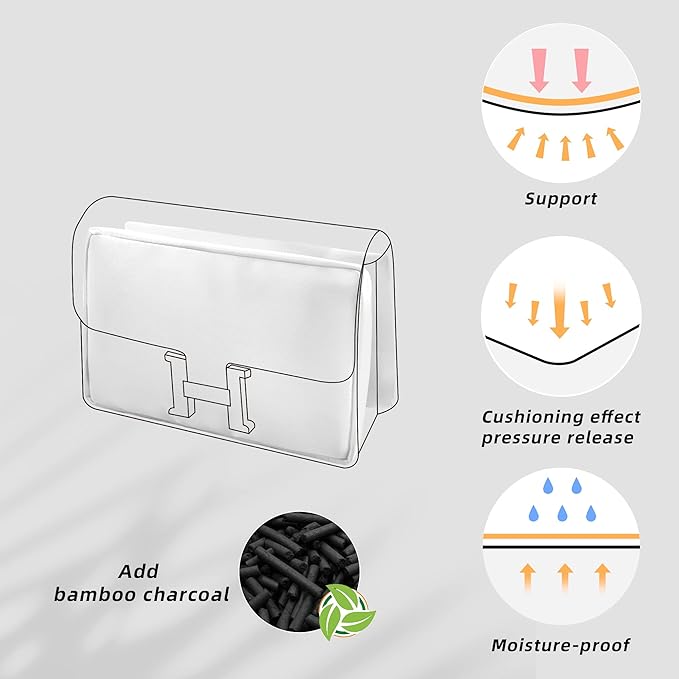DGAZ Bag Pillow Shaper Insert for Luxury Handbags, Silky Pillow Shaper for Hermes Constance 19/New19/24/New24 Bags（C24,White）