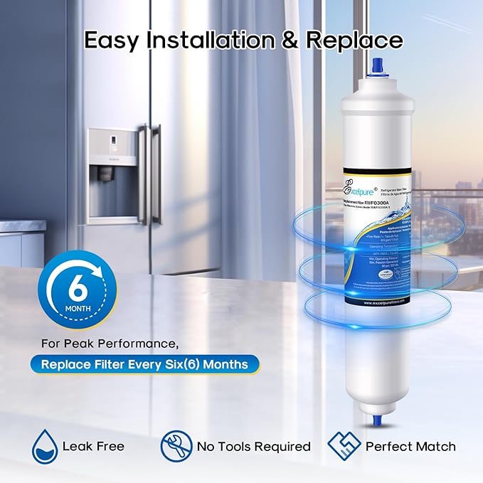 EXCELPURE GXRTDR Inline Water Filter Replacement for GE GXRTDR, 4378411RB, Samsung HAFEX/EXP, DA29-10105J, Whirlpool WHKF-IMTO, IC-100A, For Refrigerator, IceMaker, RVs, Marines, 1PACK