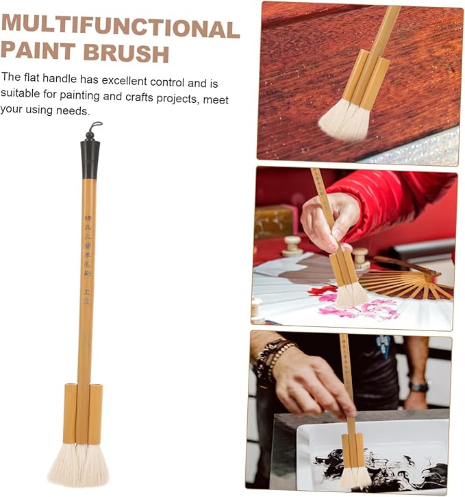2pcs Handheld Wool Paint Brush Reusable Watercolor Brush for Furniture Painting Smooth Edges Strong Bristles Easy to Clean for Wall Art and Crafting