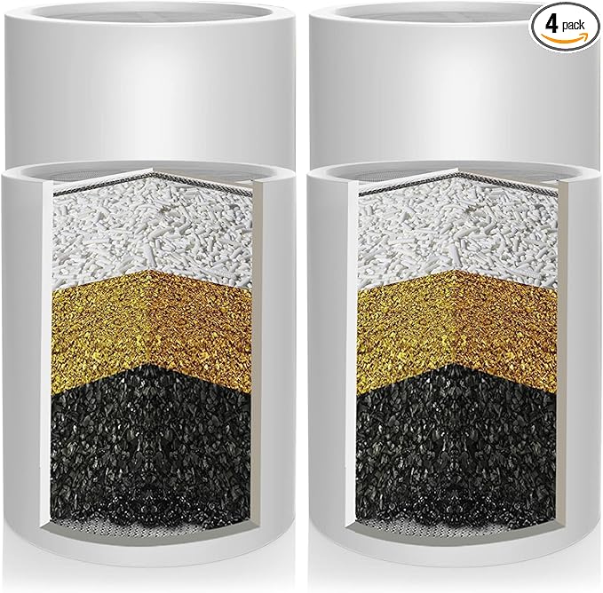 Enhanced Formula Multi-Stage Shower Filter Cartridge,High output Universal replacement filter cartridge, Remove Chlorine Heavy Metals and Other Sediments, Reduces Dry Itchy Skin, Dandruff（Pack of 4)