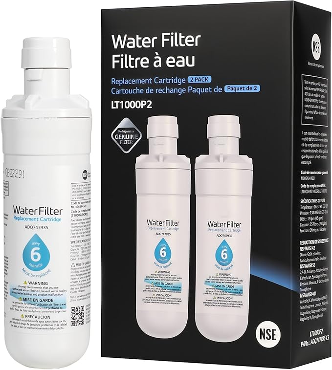 2PCS Water Filter Compatible with LG Water Filter LT1000P, ADQ747935, ADQ74793501, ADQ74793504, ADQ74793502, MDJ64844601, LMXS28626S, LFXS26973S, LFXS28596S