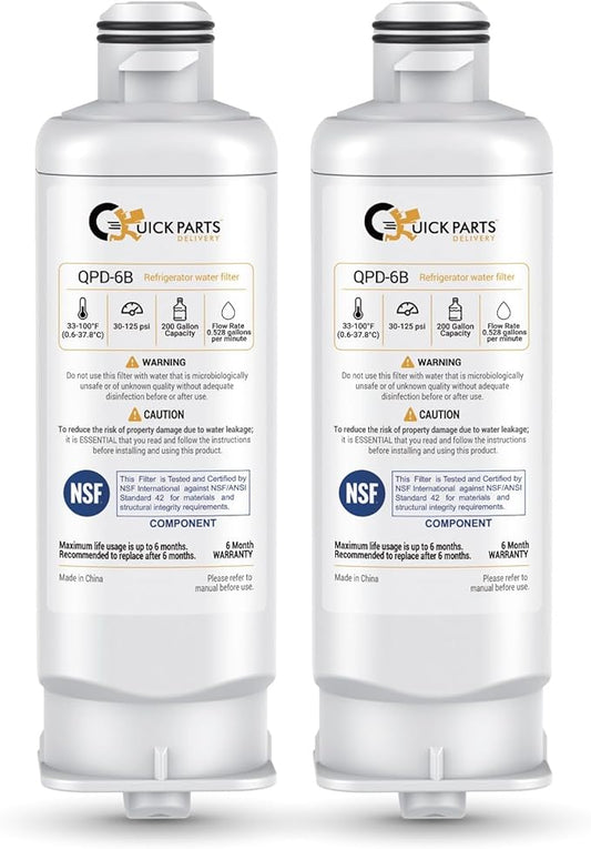 QPD 6B Refrigerator Water Filter Replacement for Samsung DA97-17376B, HAF-QIN – Compatible with Samsung RF23M8070SG/AA, BRF365200AP/AA – NSF Certified, Chlorine Reduction – (2-Pack)