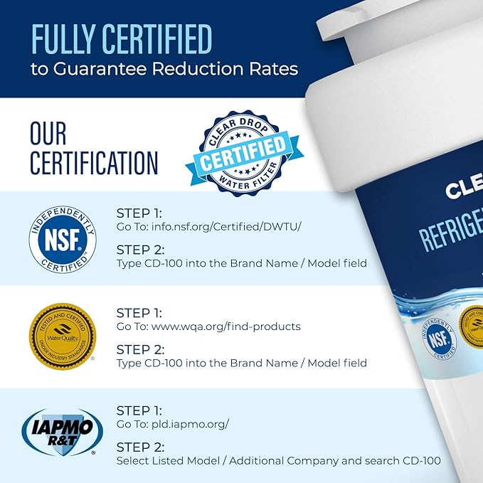 MWF Refrigerator Water Filter, Replacement for GE MWF, MWFP, MWFA, GWF, SmartWater, HDX FMG-1, WFC1201, GSE25GSHECSS, PC75009, RWF1060, 197D6321P006, NSF 42 and 372 Certified, (3 Pack)