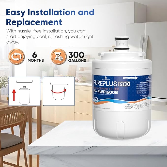 PUREPLUS UKF7003 NSF 53&42 Certified Replacement for Maytag UKF7002AXX, UKF7003AXX, Everydrop Filter 7, EDR7D1, UKF7002, UKF7001AXX, UKF6001AXX, UKF5001AXX, UKF7003T, Refrigerator Water Filter, 2PACK