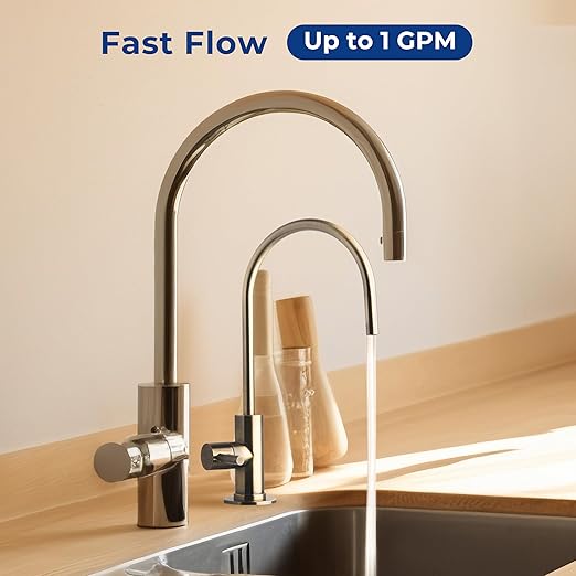 iSpring US31-PF 3-Stage Under Sink Water Filtration System, SGS-Tested to Reduces up to 99% PFOA & PFOS, 3-Stage Filtration Reduces Sediment, Chlorine, Taste & Odor, 2.5" x 10"