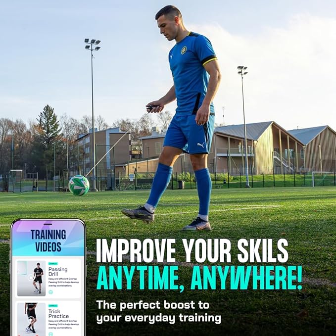 Soccer Trainer Ball with Free App | Training Equipment for Young Players | Soccer Gifts | Improve Ball Control, Footwork & Coordination with Professional Coach Program & 50+ Exercise Videos