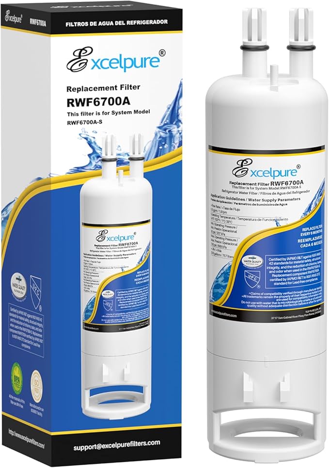 EXCELPURE WHR1RXD1 Replacement for EDR1RXD1 Refrigerator Water Filter, Everydrop® Filter 1, W10295370A, KAD1RXD1, P4RFWB, 46-9081, 46-9930, P5WB2L, PS2378001, 1Pack