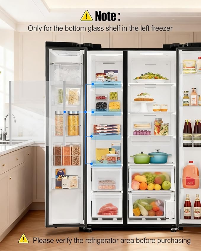 DA97-20646A Freezer Glass Shelf, Refrigerator Glass Shelf Fit for Samsung RS27T5200SR RS27T5201SR RS27T5561SR, Freezer Drawer Bottom Refrigerator Shelf