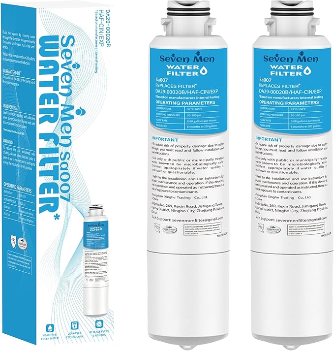 Da29-00020b Water Filter for Sam&sung Haf-cin/exp, Da97-08006a, Haf-cin, Da29-00020b-1, Rf28hmedbsr, Rf263beaesr, Rs25j500dsr, Rf263teaesg, Hdx fms-2, Da97-08006a-1, 2Pack