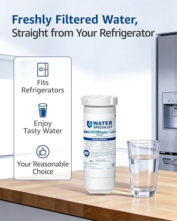 Waterspecialist XWF Replacement for GE® XWF, WR17X30702 Refrigerator Water Filter, NSF 42/372 Certified, Compatible with GE® GNE27, GFE26, GDE25, GSS25 Series Refrigerators, 3-Pack (Not XWFE®)