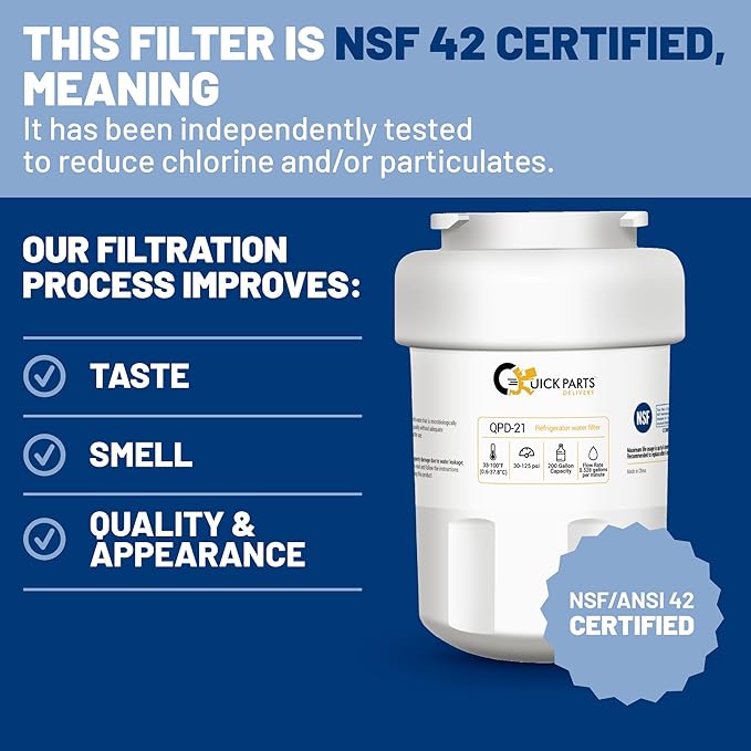 QPD-21 GE MWF Refrigerator Water Filter Replacement – Fits GE Side-by-Side Refrigerator Models DSS25KGREBB, GSH25JFXJWW & GFSS6KKYESS – 3-Pack Coconut Carbon Block Water Filters