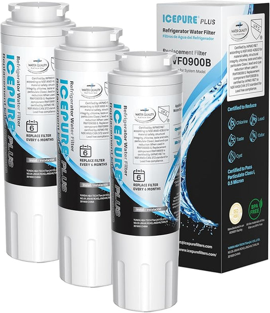 ICEPURE PLUS UKF8001 NSF/ANSI 53 & 42 Certified Refrigerator Water Filter, Remove Lead, Replacement for Whirlpool Filter 4, Everydrop EDR4RXD1, Maytag UKF8001AXX-200 UKF8001AXX-750 9084 4396395, 3PACK