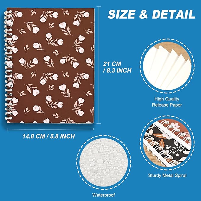 BetterJonny 2 Pcs Reusable Sticker Book Collecting Album Blank Sticker Storage Organizer Book A5 Size with 64 Sheets Release Paper for Collecting Stickers, Labels(White Flowers)