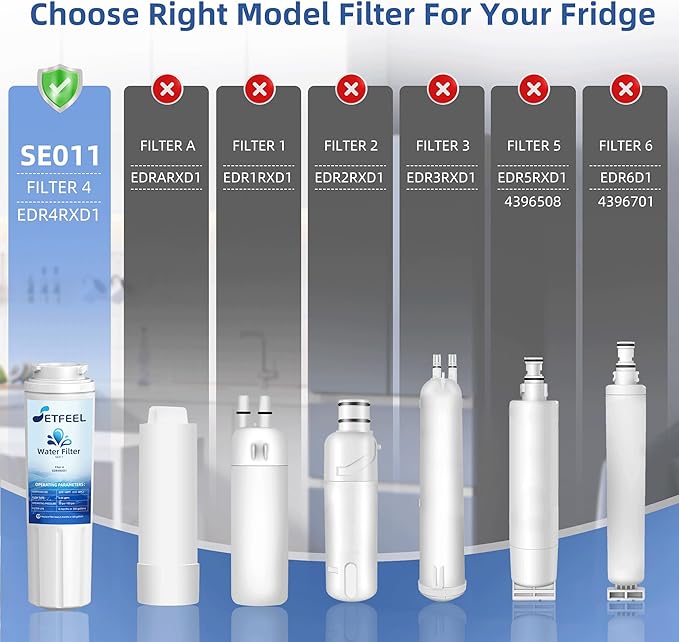 UKF8001 Water Filter Replacement for Kitchenaid, Whirlpool EDR4RXD1, Fiter 4, Fit Kitchen aid Refrigerator Krfc300ess01 wrx735sdhz00 wrx735sdhz01 UKF8001AXX-200, HDX FMM-2, 3 Filter SETFEEL