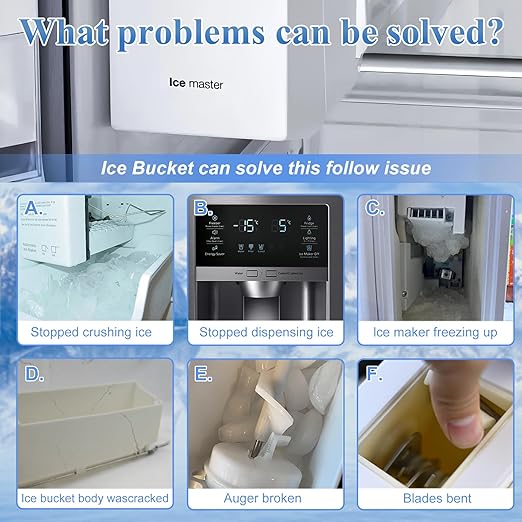 DA97-20157B, DA97-20157A Refrigerator Ice Bucket Compatible with Samsung RF22R7351SG, RF24R7201SR, RF27CG5400SR, etc Series Refrigerators Ice Container, Part Number: 4993476, PS12720126, etc
