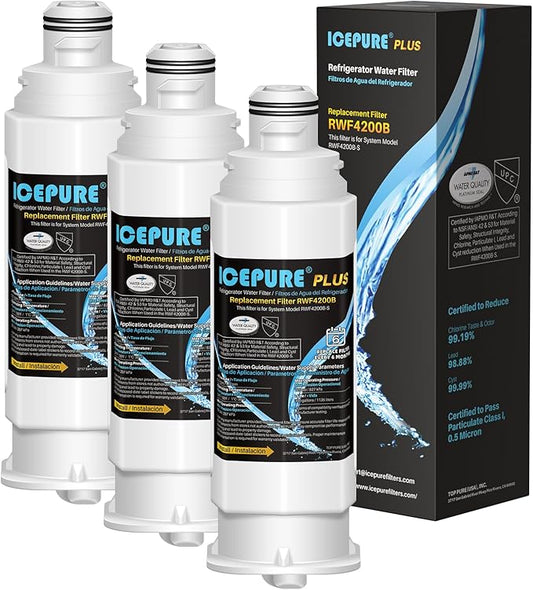 ICEPURE PLUS NSF53 DA97-17376B Replacement for Samsung DA97-08006C, HAF-QIN, HAF-QIN/EXP, RF23M8070SG, RF23M8070SR, RF23M8090SG, RF23M8090SR, Refrigerator Water Filter 3PACK