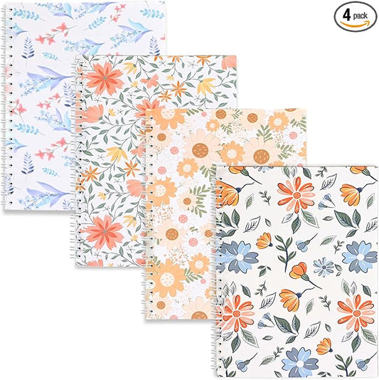 BetterJonny 4 Pcs Reusable Sticker Book Collecting Album Blank Sticker Storage Organizer Book, A5 Size 24 Inner Pages Per Album, Release Paper for Collecting Stickers, Labels(Aesthetic Flowers)