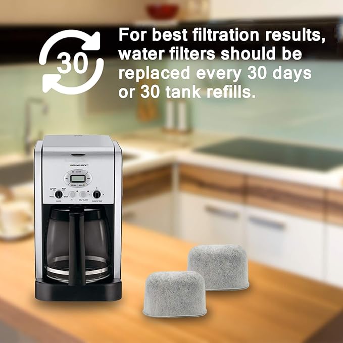 12 packs Replacement Charcoal Water Filters fit all Cuisinart Coffee Machines -Removes Chlorine, odors and others impurities from Water