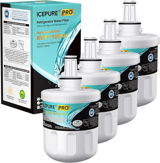 ICEPURE DA29-00003G Remove PFOA&PFOS, NSF/ANSI 401&473&53 Replacement for Samsung DA29-00003A, Aqua-Pure Plus DA29-00003B, HAFCU1, RSG257AARS RF267AERS, HDX-FMS-1 Refrigerator Water Filter, 4PACK