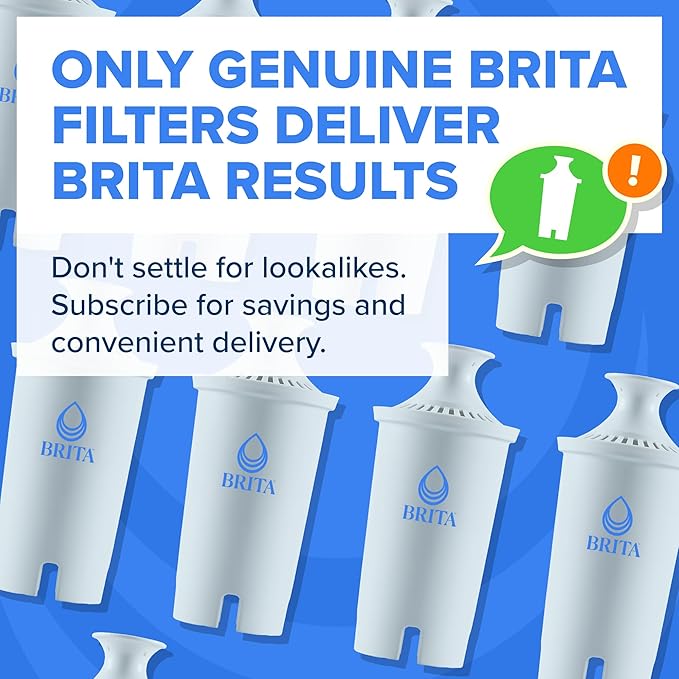 Brita Plus Water Filter, BPA-Free, High-Density Replacement Filter for Pitchers and Dispensers, Reduces 2x Contaminants*, Lasts Two Months or 40 Gallons, Includes 4 Filters