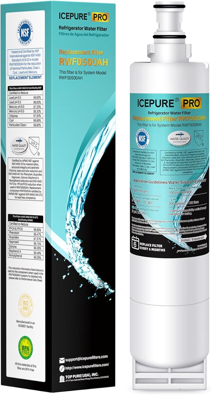 ICEPURE PRO 4396508 NSF401&473&53 Replacement for Whirlpool 4396510, EDR5RXD1, NLC240V, PNL240V, 4396508p, LC400V, WF-NLC240V, 46-9010, Everydrop Filter 5, Remove PFAS PFOA PFOS, Heavy Metals, 1 PACK